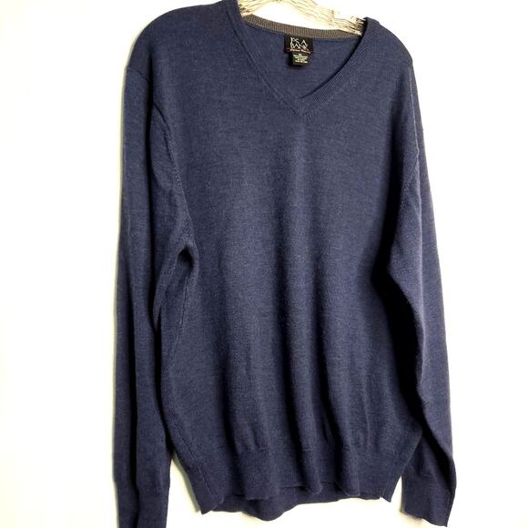 Jos A Bank Signature Collection Sweater Size XL Blue 100% Merino Wool Long Slv - Picture 1 of 10
